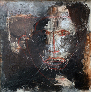 Héctor de Anda Falso Retrato 67 Acrílico sobre madera  24cm x 24cm  1996 